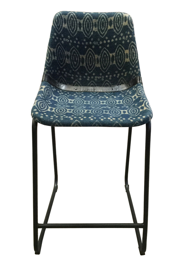 Rosie 2 Blue Fabric/Matte Black Metal Counter Height Chairs