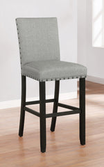 Tao 2 Grey Fabric/Antique Noir Wood Bar Stools