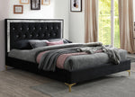 Rowan Black Fabric Queen Bed with Faux Marble Printed Trim