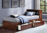 Rowe Dark Cherry Wood Twin Bed with Underbed Storage