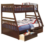 Rowe Dark Cherry Wood Twin/Full Bunk Bed with Storage