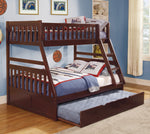 Rowe Dark Cherry Wood Twin/Full Bunk Bed with Trundle