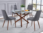 Roxie 5-Pc Clear/Dark Gray Dining Table Set