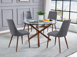 Roxie Clear Glass/Brown Wood Dining Table