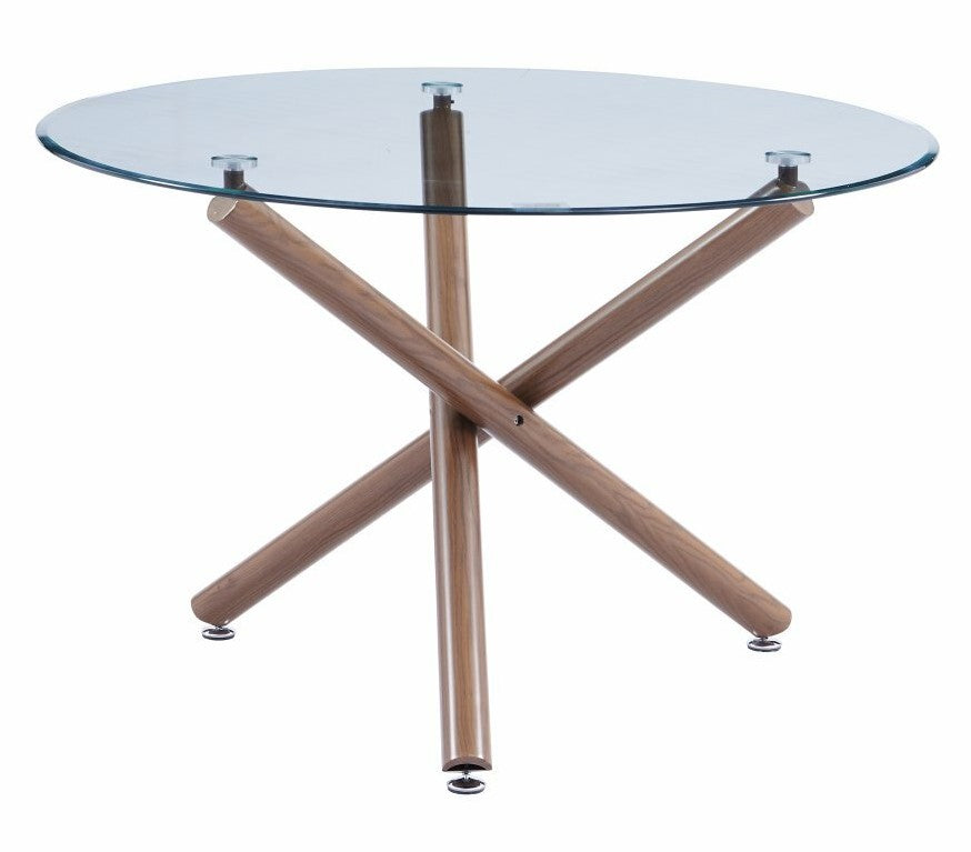 Roxie Clear Glass/Brown Wood Dining Table