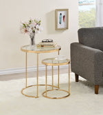 Royalt 2-Pc Clear Glass/Gold Finish Metal Nesting Table Set