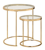 Royalt 2-Pc Clear Glass/Gold Finish Metal Nesting Table Set