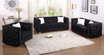 Ruby Black Velour Tufted Sofa with Nailheads