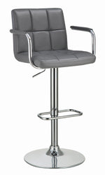 Rue Grey Leatherette/Chrome Metal Adjustable Bar Stool