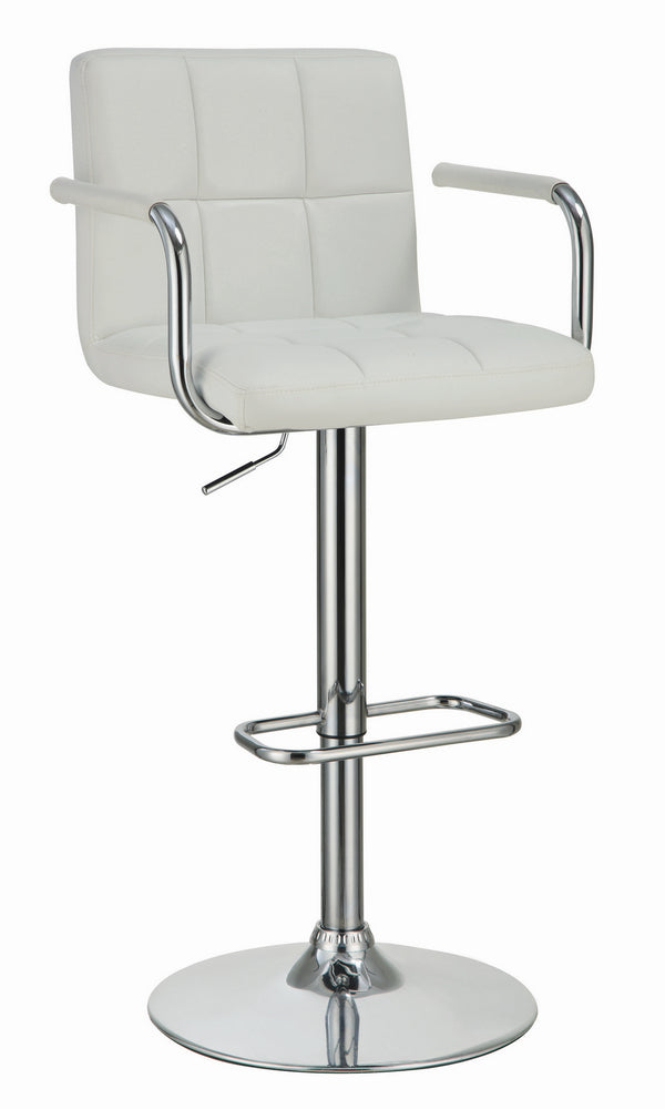 Rue White Leatherette/Chrome Metal Adjustable Bar Stool