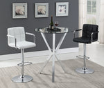 Rue White Leatherette/Chrome Metal Adjustable Bar Stool