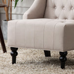 Ryan Beige Fabric Button Tufted Chair