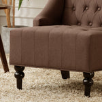 Ryan Chocolate Fabric Button Tufted Chair