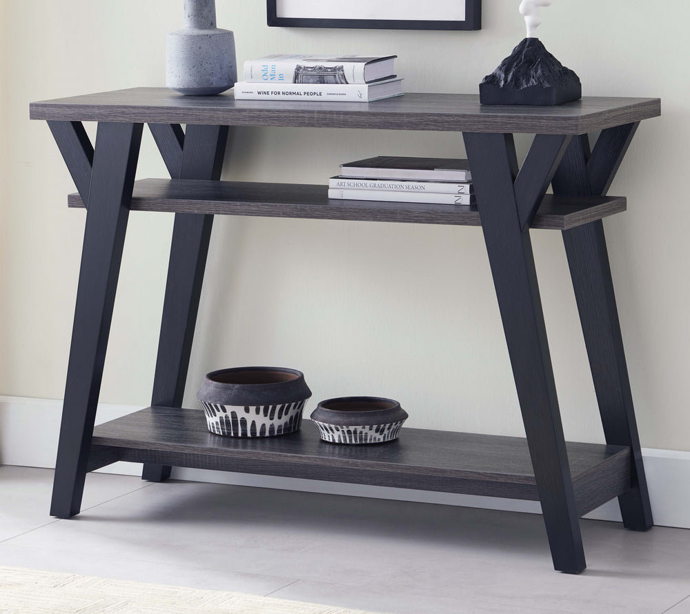 Sabrina Black/Distressed Grey Wood Console Table