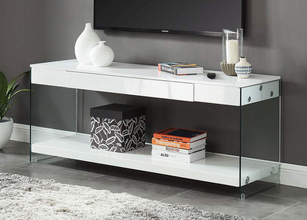 Sabugal Clear Glass/White 60" TV Stand