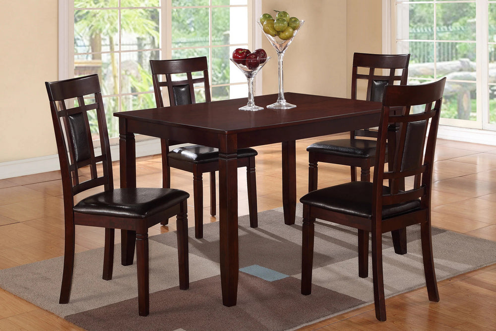 Sacha 5-Pc Espresso Wood/Faux Leather Dining Table Set