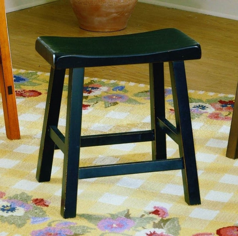 Saddleback 2 Black Wood 18"H Stools