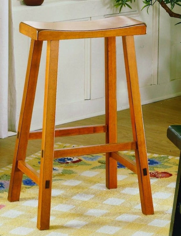 Saddleback 2 Oak Wood 18"H Stools