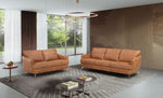 Safi Contemporary Cappuccino Leather Loveseat