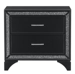 Salon Pearl Black Metallic Wood 2-Drawer Nightstand