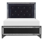 Salon Pearl Black Metallic Wood Cal King Bed with LED