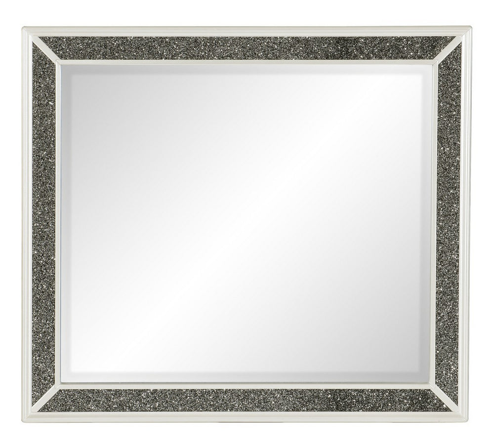 Salon Pearl White Metallic Wood Dresser Mirror