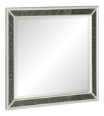 Salon Pearl White Metallic Wood Dresser Mirror