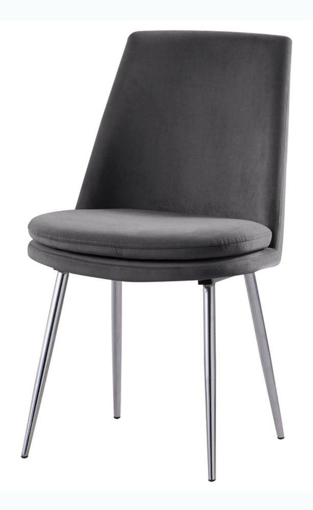 Sandler Grey Velvet/Metal Side Chair