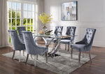 Satinka 2 Gray Fabric/Mirrored Silver Metal Side Chairs