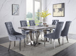 Satinka 2 Gray Fabric/Mirrored Silver Metal Side Chairs