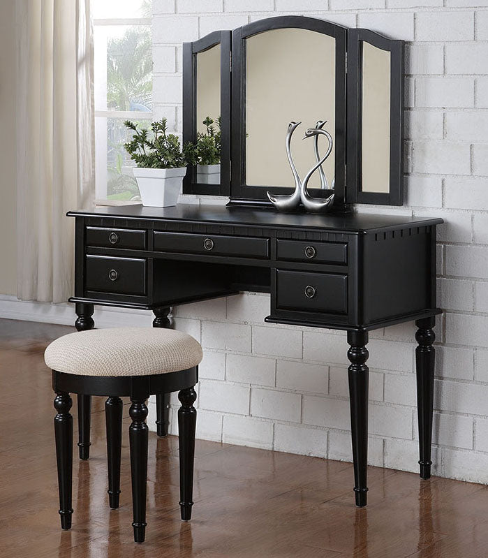 Savanna 3-Pc Black Wood Vanity Set