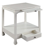 Seatlas Antique White Wood Accent Table with Pull-Out Tray