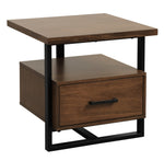 Sedley Walnut Wood/Rustic Black Metal End Table