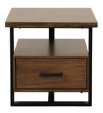 Sedley Walnut Wood/Rustic Black Metal End Table