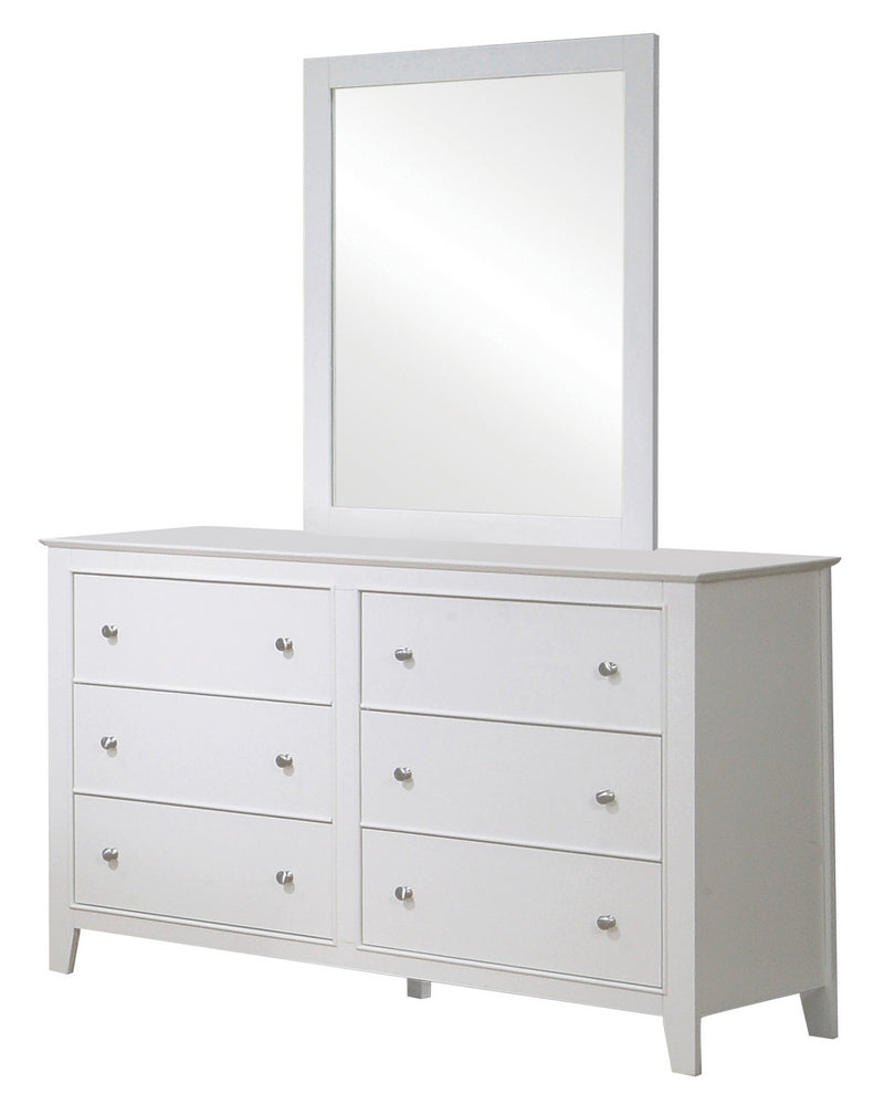 Selena Buttermilk Wood 6-Drawer Dresser with Mirror