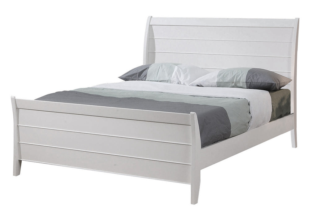 Selena Buttermilk Wood Full Sleigh Platform Bed