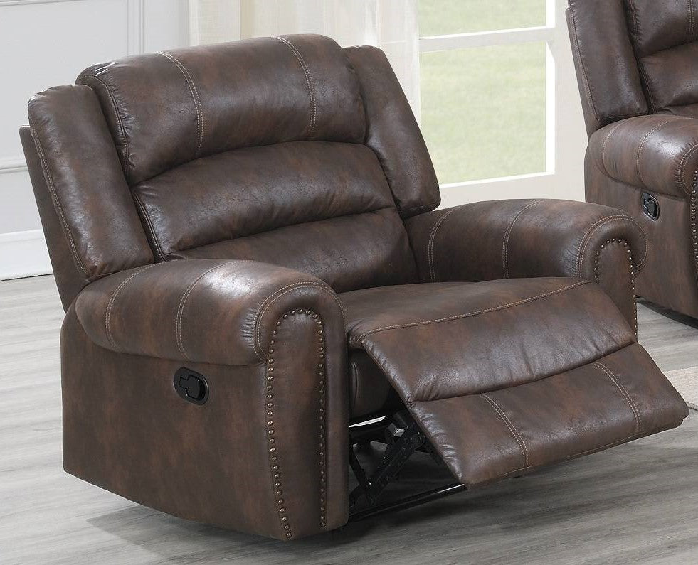 Selene Chocolate Leather-Like Fabric Manual Recliner