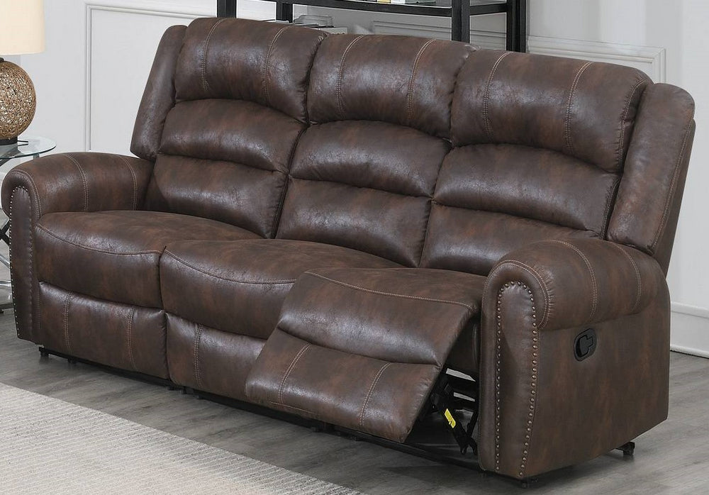 Selene Chocolate Leather-Like Fabric Manual Recliner Sofa