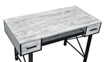 Settea Antique White Wood/Black Metal 2-Drawer Office Desk