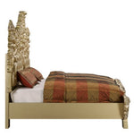 Seville Gold Wood King Bed with PU Leather Insert (Oversized)