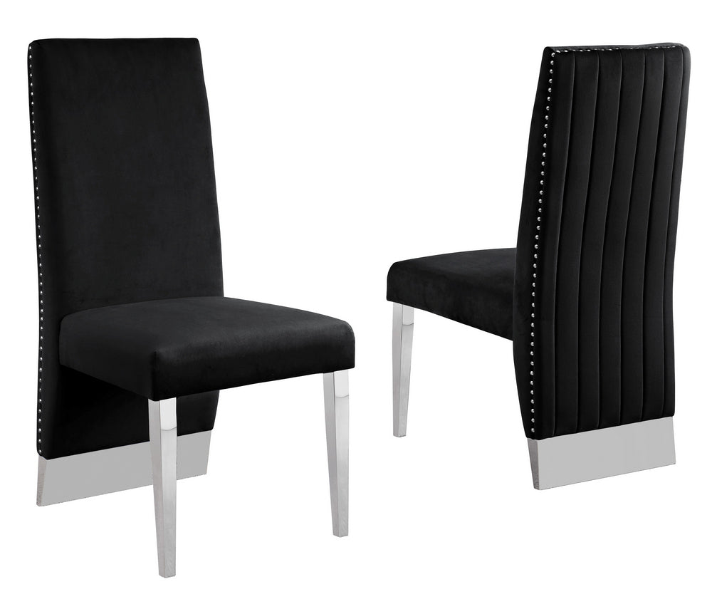 Shanti 2 Black Velvet/Silver Metal Side Chairs