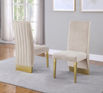 Shanti 2 Cream Velvet/Gold Metal Side Chairs