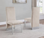 Shanti 2 Cream Velvet/Silver Metal Side Chairs