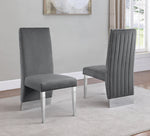 Shanti 2 Gray Velvet/Silver Metal Side Chairs