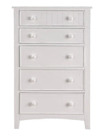 Lillee White Wood 5-Drawer Chest