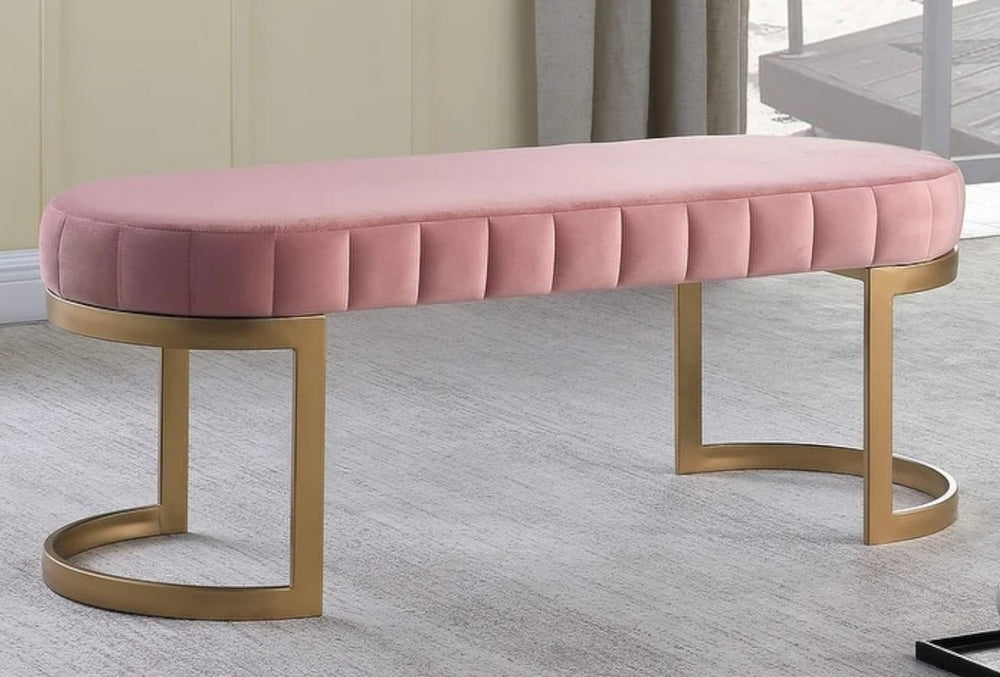 Sherill Pink Velvet Accent Bench