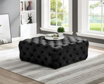 Sherlyn Black Velvet Square Accent Ottoman