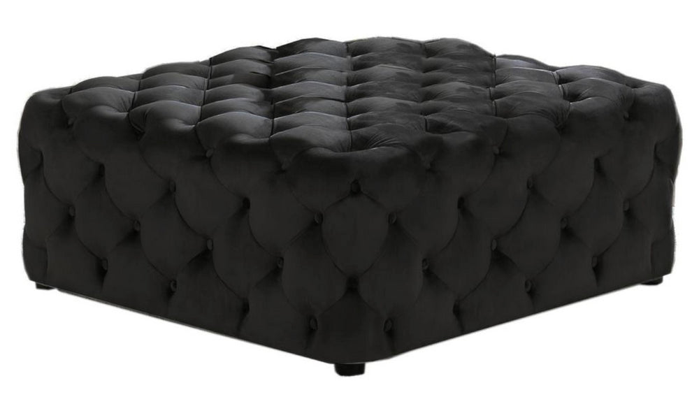 Sherlyn Black Velvet Square Accent Ottoman