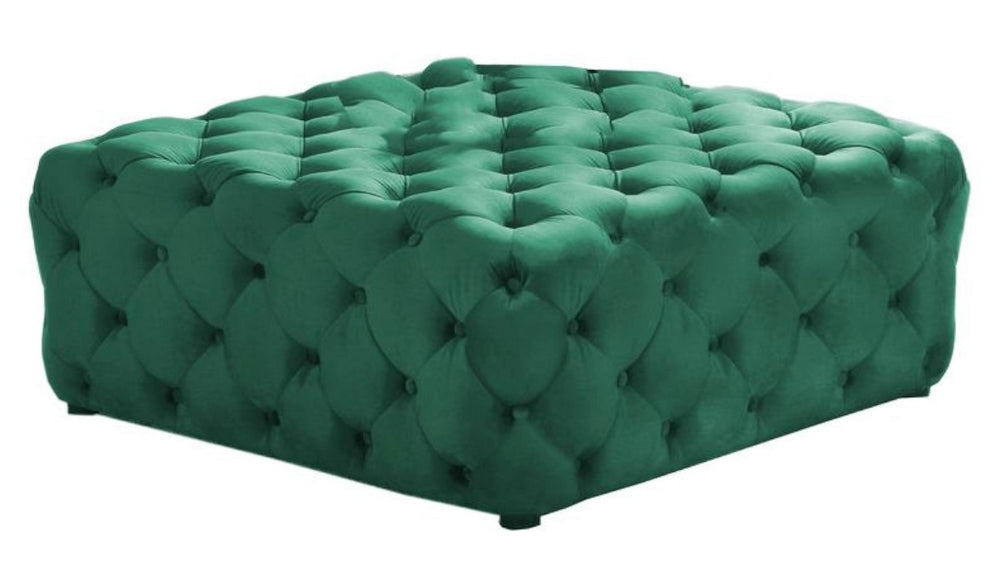 Sherlyn Green Velvet Square Accent Ottoman