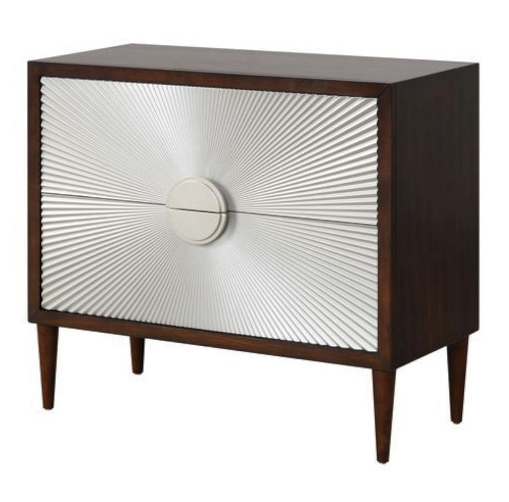 Shimas Silver/Walnut Wood Accent Table